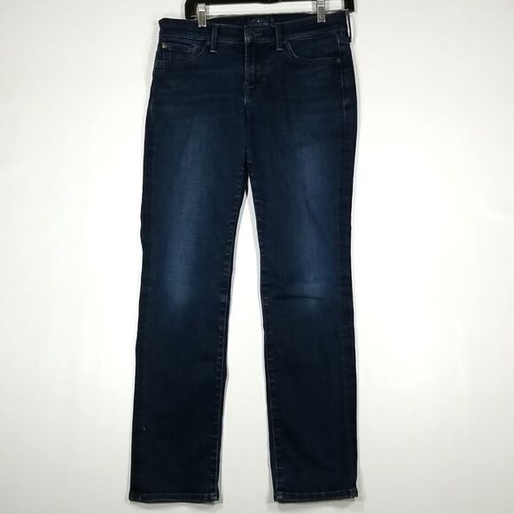 Lucky Brand Jeans Womens Size 27 Dark Blue Denim Mid Rise Sweet Straight Leg - Picture 1 of 11